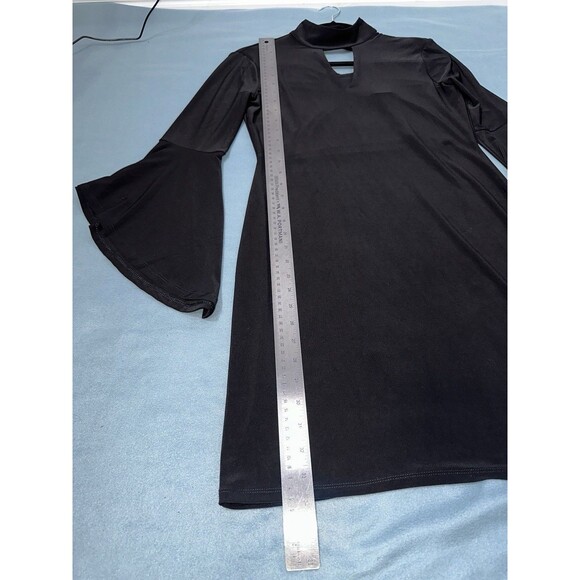 White House Black Market Dress Womens XS Black Cut Out Flounce Sleeve Shift - Picture 5 of 10